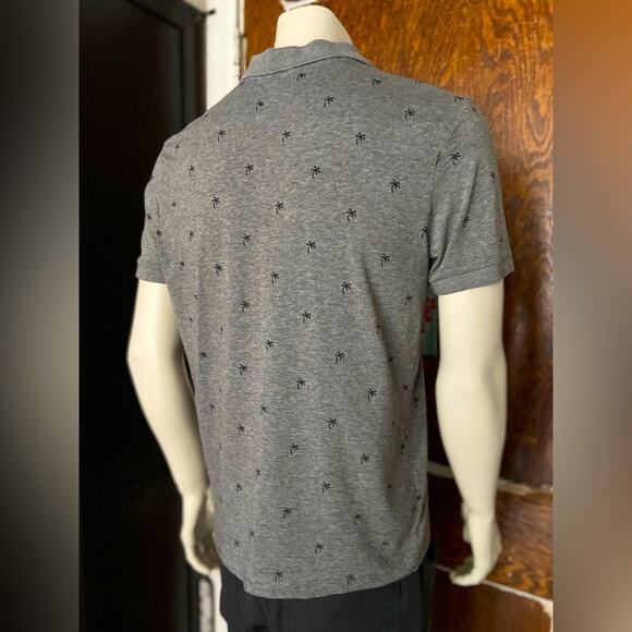 H&M Grey Tropical Palm Tree Cotton Polo Mens sz M - Picture 3 of 5